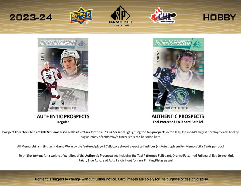 2023-24 CHL SP Game Used Hobby Box