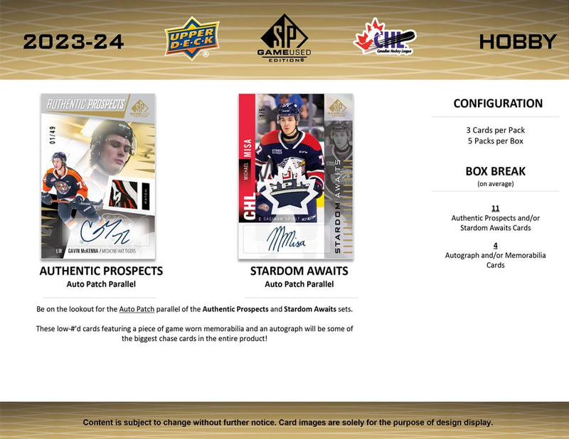 2023-24 CHL SP Game Used Hobby Box