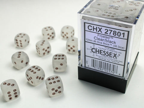 Chessex 36D6 Dice Clear/Black