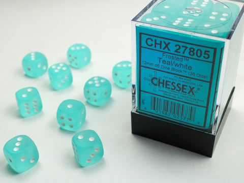 Chessex 36D6 Dice Teal/White