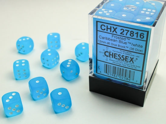 Chessex 36D6 Dice Caribbean Blue/White