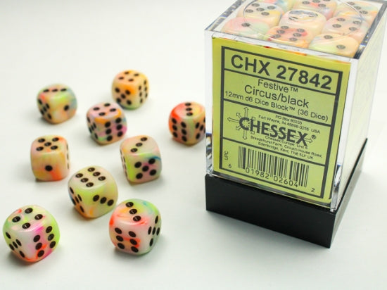 Chessex 36D6 Festive Circus/black