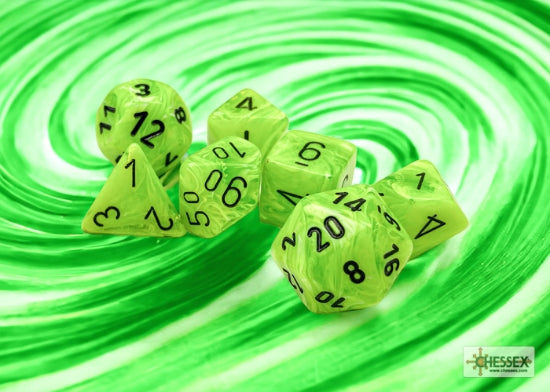 Chessex Vortex 7 Pc  Bright Green/black