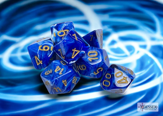 Chessex Vortex 7 Pc  Blue/gold