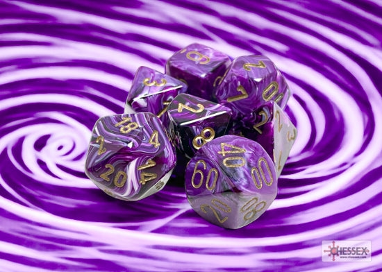 Chessex Vortex 7 Pc  Purple/gold