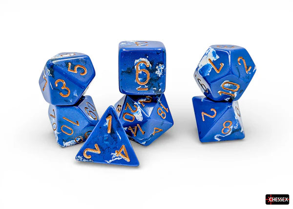 Chessex 7 Dice Set - Brush Wavebreak/Gold