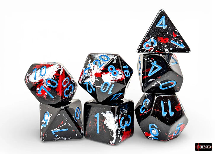 Chessex 7 Dice Set - Brush Dark Side/Blue