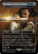 Herugrim, Sword of Rohan - Sword of Hearth and Home (Borderless) (Surge Foil Realms and Relics) [The Lord of the Rings: Tales of Middle-Earth Commander]