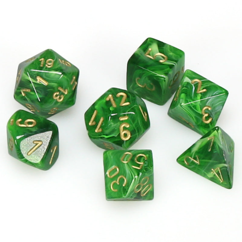 Chessex Vortex 7 Pc  Green/gold