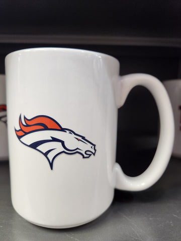 15 Oz El Grande Mug - Broncos White
