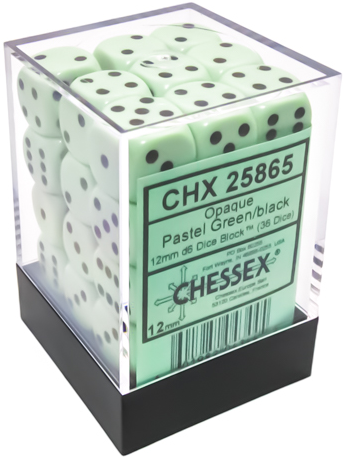 Chessex 36D6 Opaque Pastel Green/black