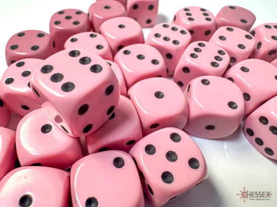 Chessex 36D6 Opaque Pastel Pink/black