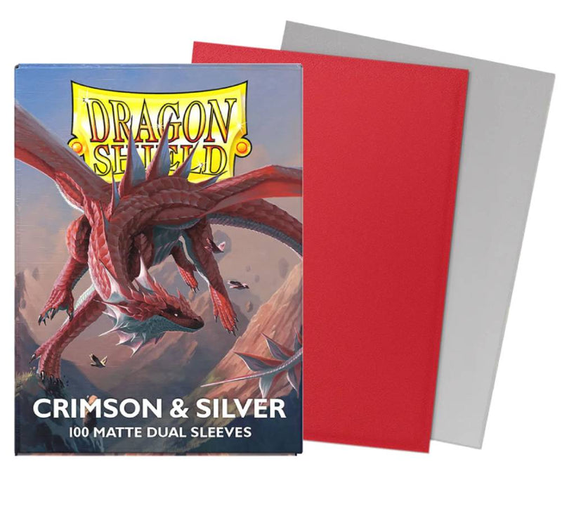 Dragon Shield Sleeves - Crimson & Silver Dual Matte