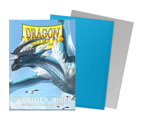 Dragon Shield Sleeves - Sky Blue & Silver Dual Matte