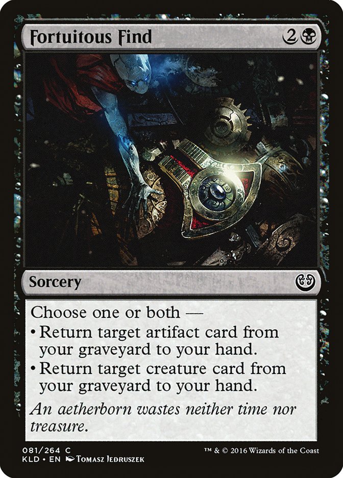 return card from graveyard to hand mtg Fortuitous Find [Kaladesh]