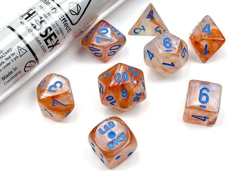 Chessex Borealis Rosegold/Light blue 7 Dice Set