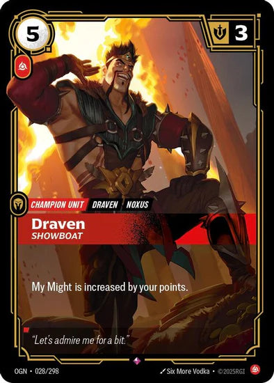 Draven - Showboat (028/298 - Rare) [Riftbound TCG: Origins]