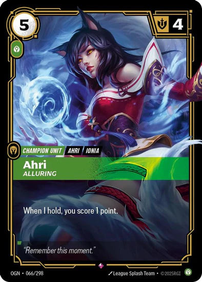 Ahri - Alluring (066/298 - Rare) [Riftbound TCG: Origins]
