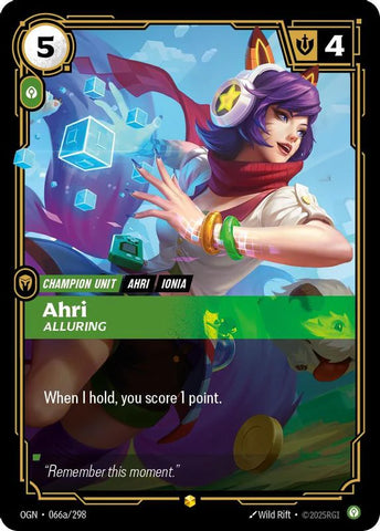 Ahri - Alluring (066a/298 - Alternate) [Riftbound TCG: Origins]