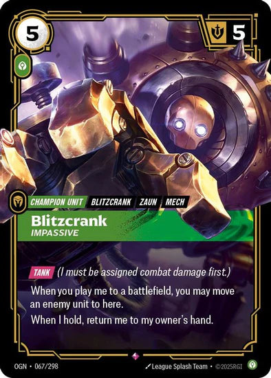Blitzcrank - Impassive (067/298 - Rare) [Riftbound TCG: Origins]