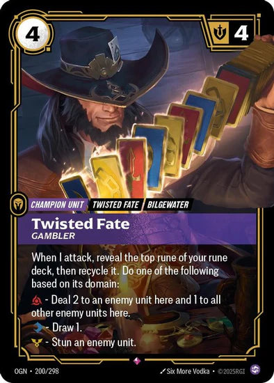 Twisted Fate - Gambler (200/298 - Rare) [Riftbound TCG: Origins]