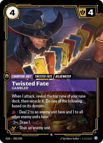 Twisted Fate - Gambler (200/298 - Rare) [Riftbound TCG: Origins]