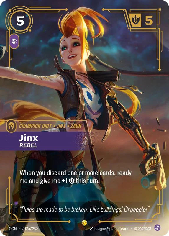 Jinx - Rebel (202a/298 - Alternate) [Riftbound TCG: Origins]