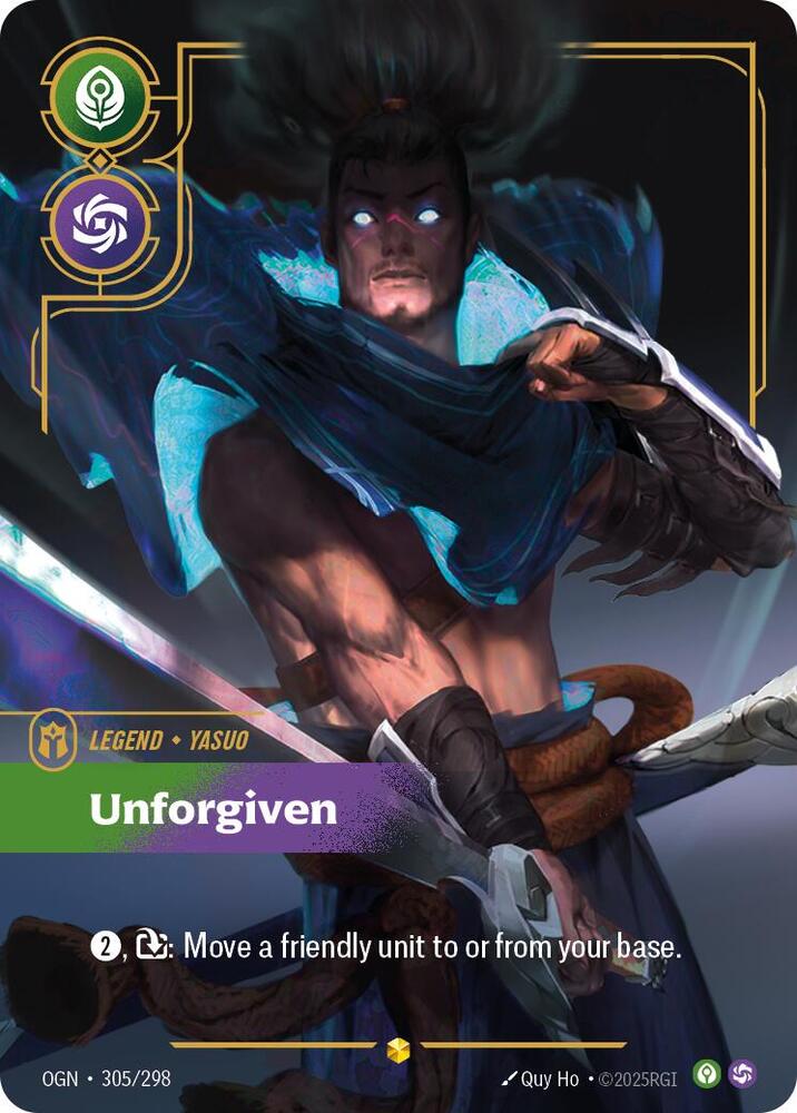 Yasuo - Unforgiven (305/298 - Overnumbered) [Riftbound TCG: Origins]
