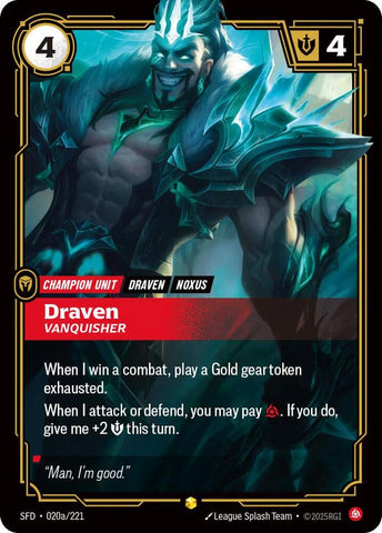Draven - Vanquisher (020a/221 - Alternate) [Riftbound TCG: Spiritforged]