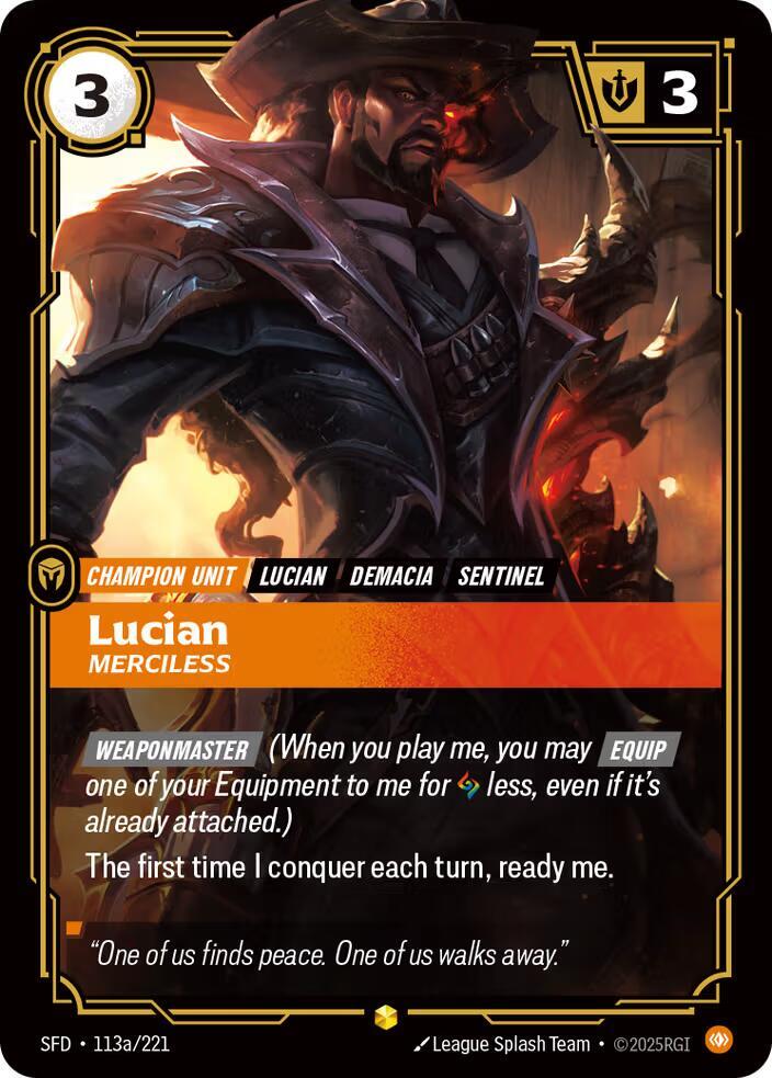Lucian - Merciless (113a/221 - Alternate) [Riftbound TCG: Spiritforged]