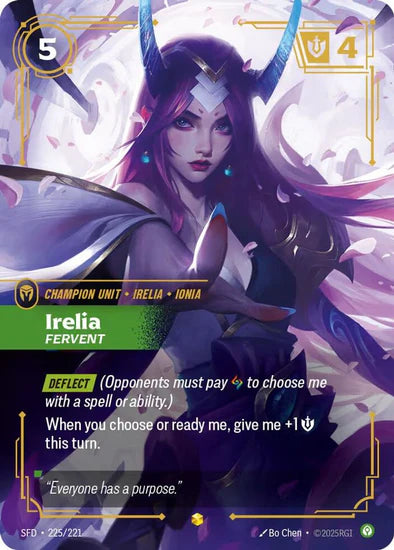 Irelia - Fervent (225/221 - Overnumbered) [Riftbound TCG: Spiritforged]