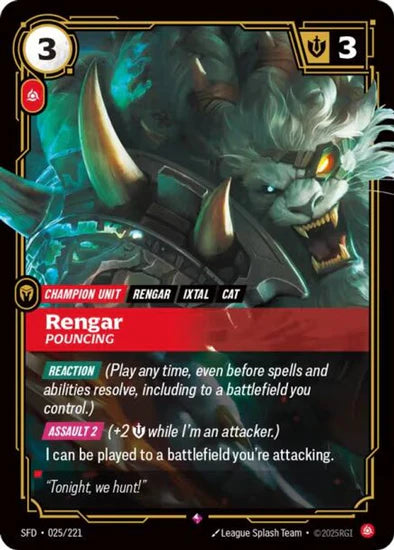 Rengar - Pouncing (025/221 - Rare) [Riftbound TCG: Spiritforged]