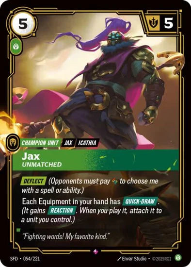 Jax - Unmatched (054/221 - Rare) [Riftbound TCG: Spiritforged]