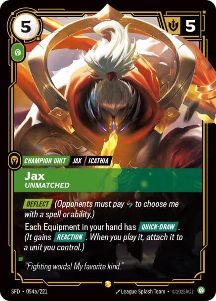 Jax - Unmatched (054a/221 - Alternate) [Riftbound TCG: Spiritforged]