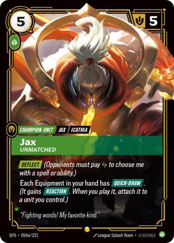 Jax - Unmatched (054a/221 - Alternate) [Riftbound TCG: Spiritforged]