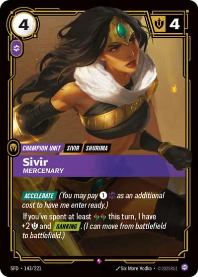Sivir - Mercenary (143/221 - Rare) [Riftbound TCG: Spiritforged]