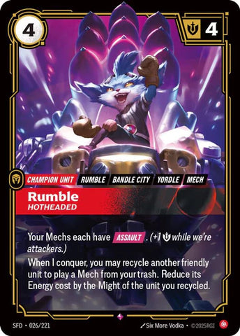 Rumble - Hotheaded (026/221 - Rare) [Riftbound TCG: Spiritforged]