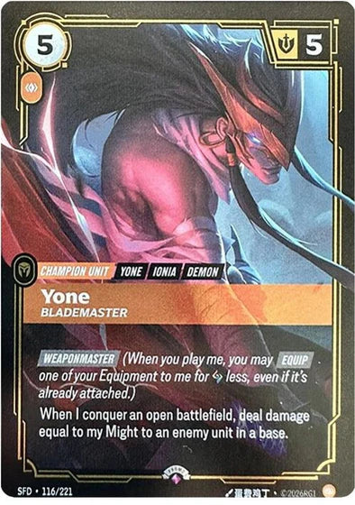 Yone - Blademaster (116/221 - Promo Rare) [Riftbound TCG: Spiritforged]