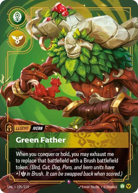 Ivern - Green Father (195/219 - Rare) [Riftbound TCG: Unleashed]