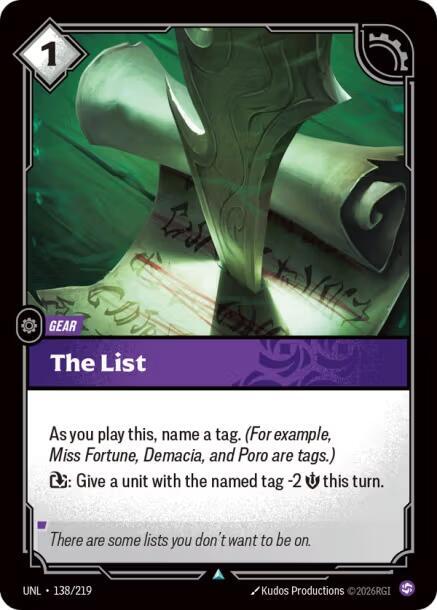 The List (138/219 - Uncommon) [Riftbound TCG: Unleashed]
