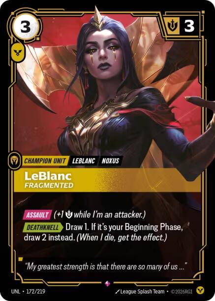 LeBlanc - Fragmented (172/219 - Rare) [Riftbound TCG: Unleashed]