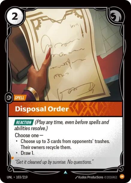 Disposal Order (103/219 - Uncommon) [Riftbound TCG: Unleashed]
