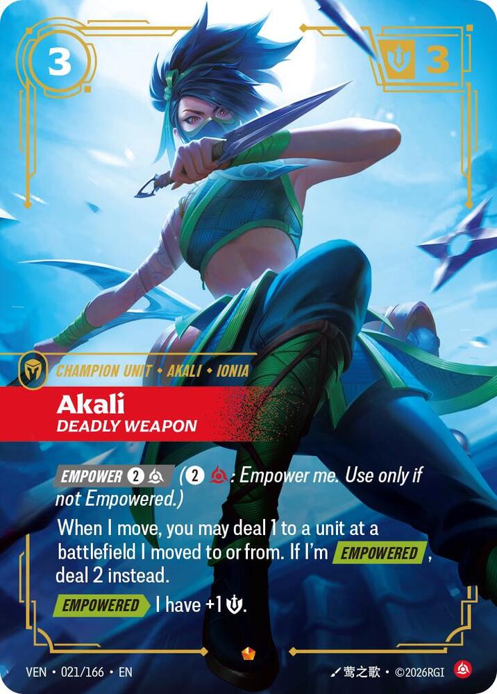Akali - Deadly Weapon (021/166 - Epic) [Riftbound TCG: Vendetta]