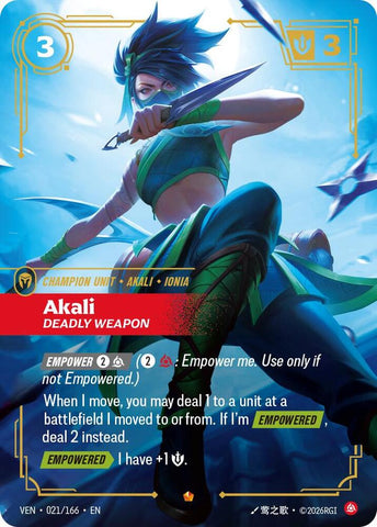Akali - Deadly Weapon (021/166 - Epic) [Riftbound TCG: Vendetta]