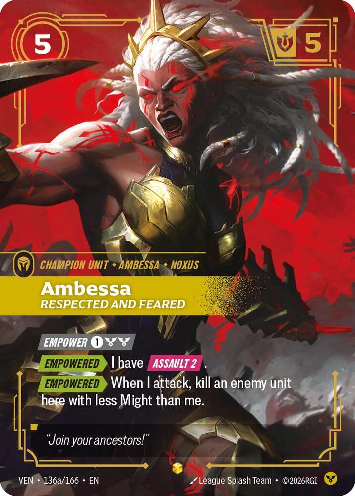 Ambessa - Respected and Feared (136a/166 - Alternate) [Riftbound TCG: Vendetta]