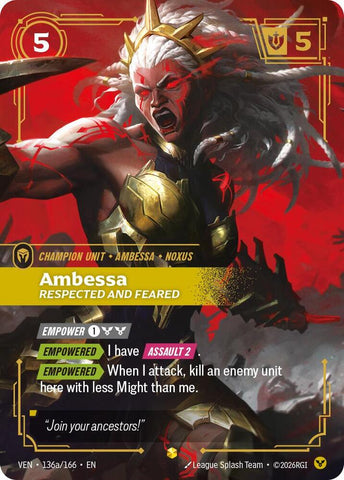 Ambessa - Respected and Feared (136a/166 - Alternate) [Riftbound TCG: Vendetta]