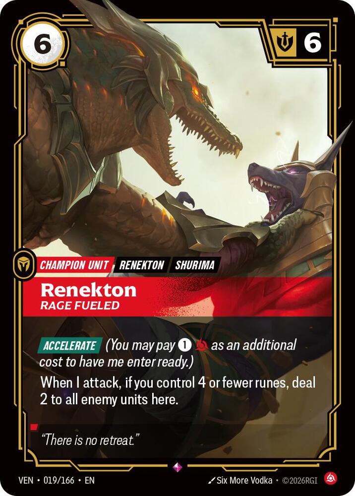 Renekton - Rage Fueled (019/166 - Rare) [Riftbound TCG: Vendetta]