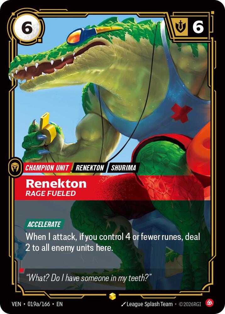 Renekton - Rage Fueled (019a/166 - Alternate) [Riftbound TCG: Vendetta]