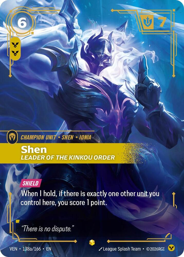 Shen - Leader of the Kinkou Order (138a/166 - Alternate) [Riftbound TCG: Vendetta]