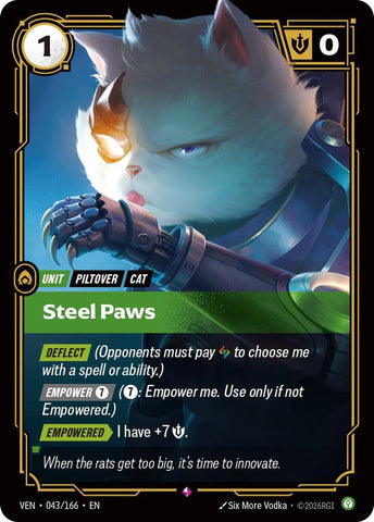Steel Paws (043/166 - Rare) [Riftbound TCG: Vendetta]
